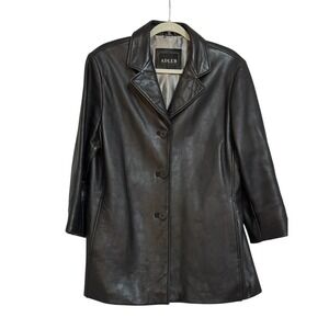 ADLER COLLECTION Black Lambskin Soft Leather NZ Lamb Skin Coat Jacket WINTER
